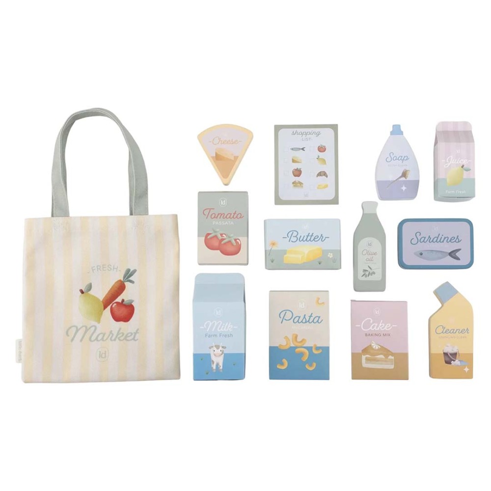 Carrello della Spesa in Legno per Bambini con Prodotti - Little Dutch