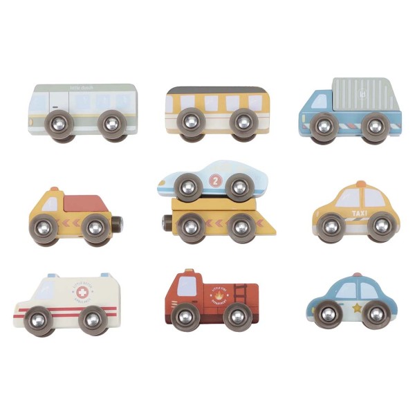 Multicolored Wooden Vehicle Set for Kids - Little Dutch