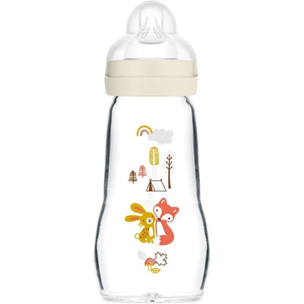 2+ month 260 ml baby bottle - MAM Feel Good™ glass Anti-Colic - MAM Baby