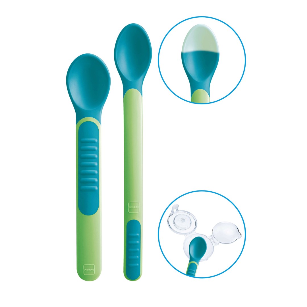 Set di 2 - Cucchiai termosensibili con coperchio - MAM Baby