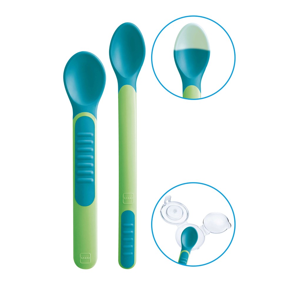 Set di 2 - Cucchiai termosensibili con coperchio - MAM Baby