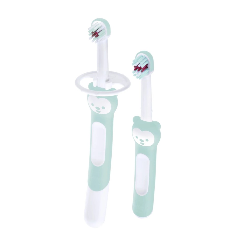 Set of 2 Baby Toothbrushes - Baby's Brush + Training Brush - MAM Baby
