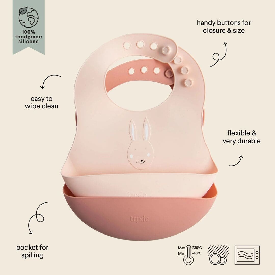 Set 2 bavaglini Trixie in silicone per bambini - Trixie