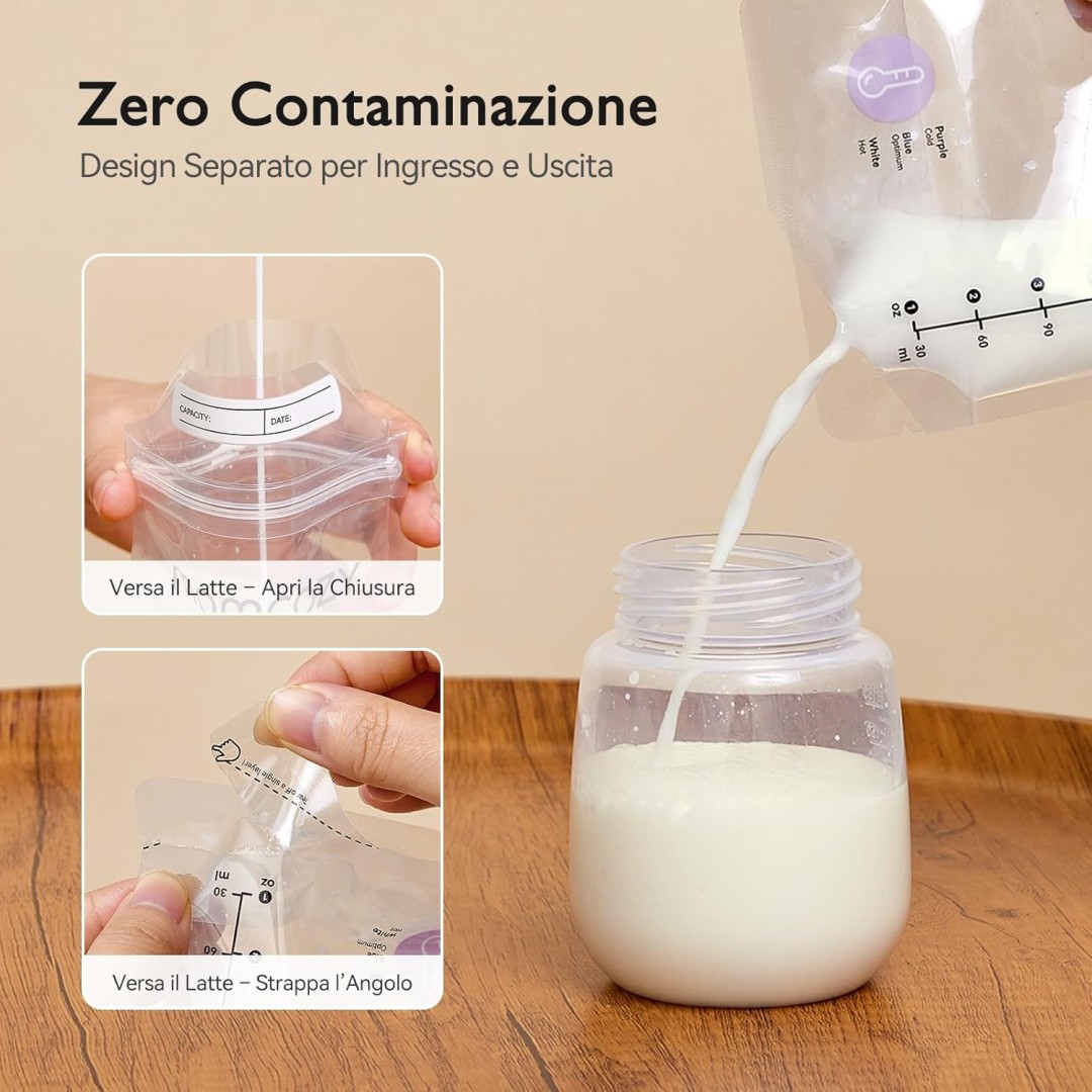 50 sacchetti per la conservazione del latte materno - Momcozy