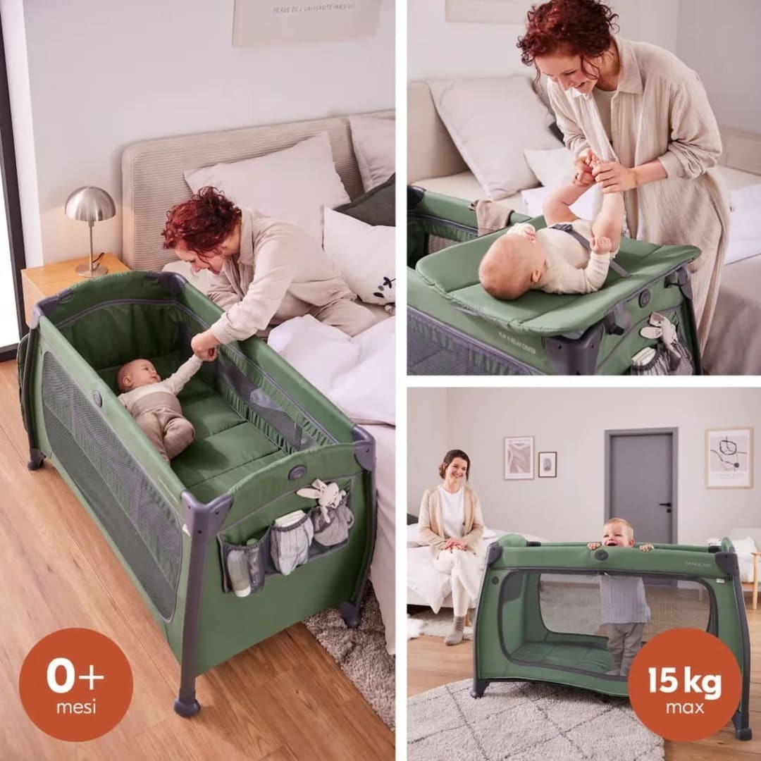 Lettino da viaggio Play N Relax Center Dark Green - Hauck