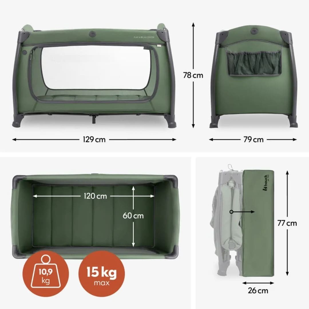 Lettino da viaggio Play N Relax Center Dark Green - Hauck