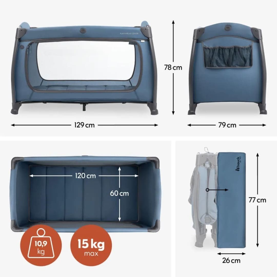 Lettino da viaggio Play N Relax Center Dark Blue - Hauck