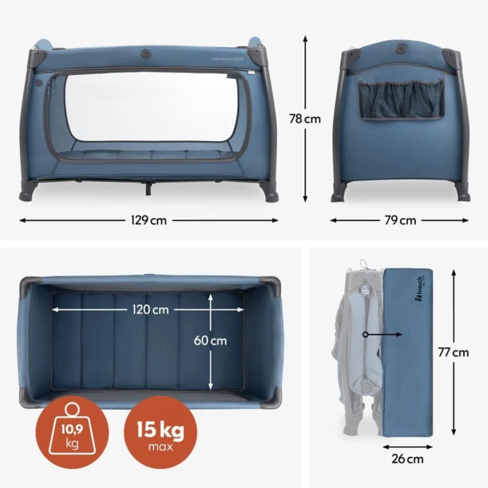 Lettino da viaggio Play N Relax Center Dark Blue - Hauck